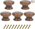 Mysummer 5 Pack Round Wood Drawer Knobs Walnut Finished Kitchen Cabinet Pulls Handles Hardware for Kitchen Cabinets Furniture Dresser Wardrobe Cupboard Drawer Pulls Knobs 33x25mm/1.3x0.98inch(DiaxH)