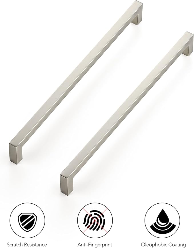 Ravinte 10 Pack 11-5/16 Inch Kitchen Square Cabinet Handles Satin Nickel Pulls Brushed Nickel Kitchen Cabinet Hardware Handles for Cupboard Drawer Pulls