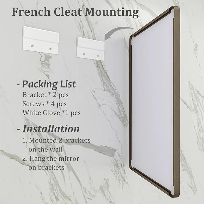50x40 Inch Bronze Metal Framed Bathrrom Mirror, Brushed Metal Bathroom Vanity Mirrors for Wall, Rounded Corner Bronze Rectangle Mirror for Farmhouse, Bedroom, Anti-Rust (Horizontal/Vertical)
