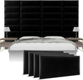 Vänt Upholstered Wall Panels - King/Cal King Size Wall Mounted Velvet Headboards - Velvet Black - Twin/King - Set of 4 Panels (Each Individual Panel 39"x11.5")
