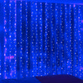 ZSJWL 300 LED Blue Curtain Fairy Lights with Remote, 8 Modes 9.8 × 9.8 Ft Waterproof USB Plug in Copper Wire Lights for Bedroom Window Chrismas Wedding Party