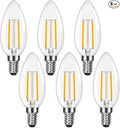Lepro Led Chandelier Bulbs 60w Equivalent,E12 Dimmable Candelabra Bulbs for Ceiling Fan and Chandelier, 500lm 2700k Soft White Filament Bulbs,Type B Base, Ultra Energy Saving, Long Lifespan, 6-Pack