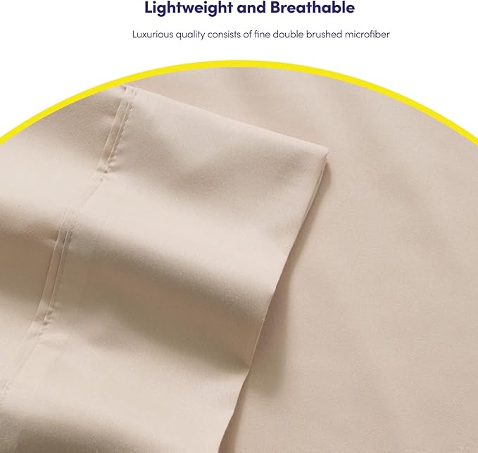 Full Size Bed Sheets - 6 Piece 1500 Supreme Collection Fine Brushed Microfiber Deep Pocket Full Sheet Set Bedding - 2 Extra Pillow Cases, Great Value, Full, Beige