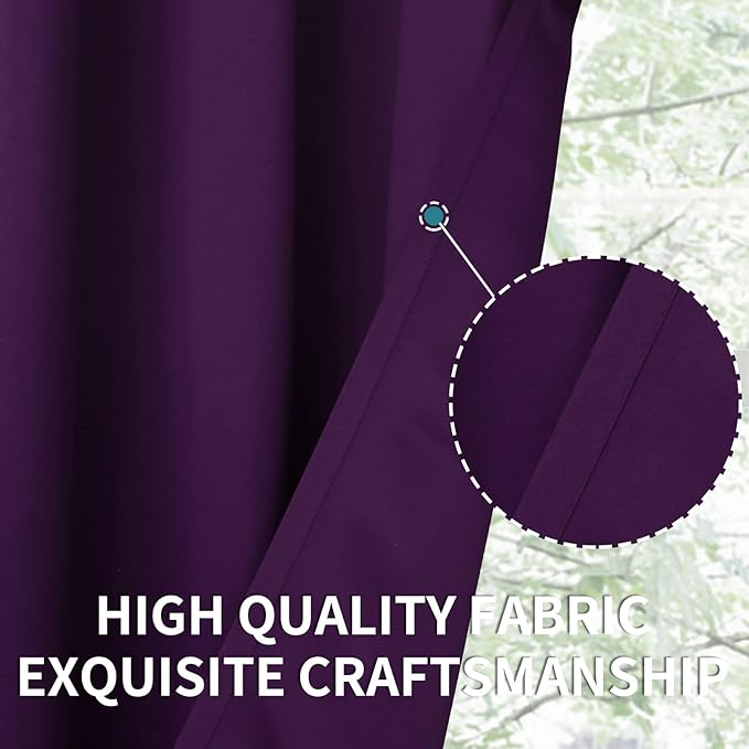 BGment Blackout Curtains - Grommet Thermal Insulated Room Darkening Bedroom and Living Room Curtain, Set of 2 Panels (42 x 72 Inch, Royal Purple)