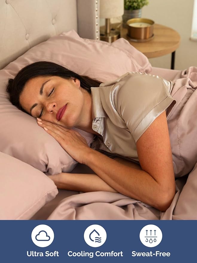 Extra Deep Split King Sheet Set - 7 Piece Breathable & Cooling Sheets - Hotel Luxury Bed Sheets Set - Easy & Secure Fit - Soft, Wrinkle Free & Comfy Sheets Set - Mauve Sheet Set w/Extra Deep Pockets