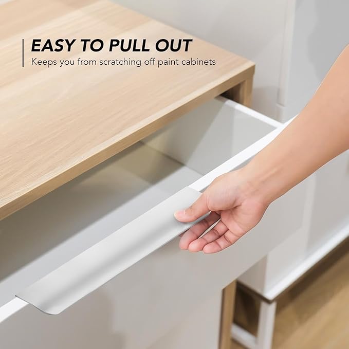 Ravinte Hardware 30 Pack Silver Cabinet Handles, 7.8 Inch (200mm) Finger Edge Pulls, 6-1/4 Inch Hole Center, Finger Pulls for Cabinets