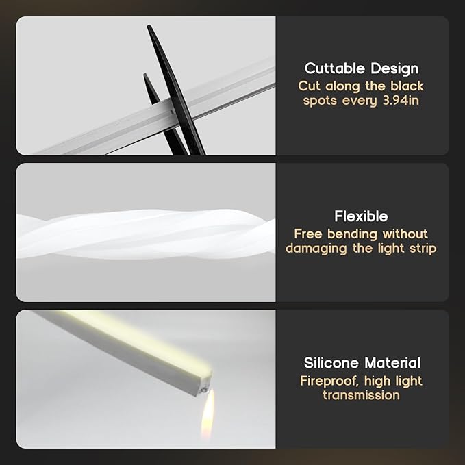 LED Strip Lights Yellow,9.8ft 110-120V Neon Rope Lights,Flexible Silicone Outdoor Waterproof Neon Strip Lights for Bedroom,Mirror,Kitchen Cabinet, Living Room,Halloween Decor