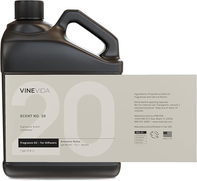 VINEVIDA [128 Fl Oz] Cashmere Fragrance Oil for Cold Air Diffusers, Essential Oils for Diffuser Oil Refill & Air Freshener Room Spray