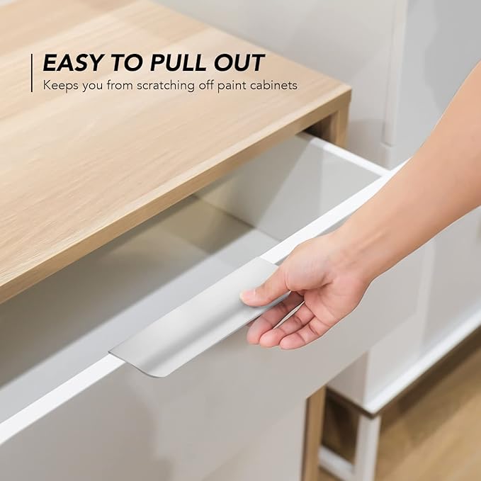 Ravinte Hardware 30 Pack Silver Cabinet Handles, 4.75 Inch (120mm) Finger Edge Pulls, 3.75 Inch Hole Center, Finger Pulls for Cabinets
