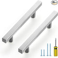 Ravinte Brushed Nickel Cabinet Handles 25 Pack 3-3/4 inch Satin Nickel Square Cabinet Pulls Silver Hardware for Kitchen Cabinets 6 inch Overall Length Stainless Steel Drawer Pulls