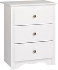 Prepac Sonoma Traditional Tall Nightstand Side Table with 3 Drawers, Functional Tall 3-Drawer Bedside Table 16" D x 23" W x 29" H, White, WDC-2403