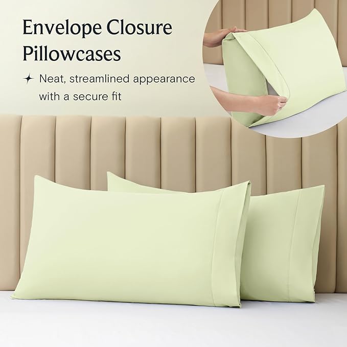 LuxClub 3 PC Sheet Set Bed Sheets Deep Pockets 16" Eco Friendly Wrinkle Free Cooling Machine Washable Hotel Bedding Silky Soft - Sage Green Twin