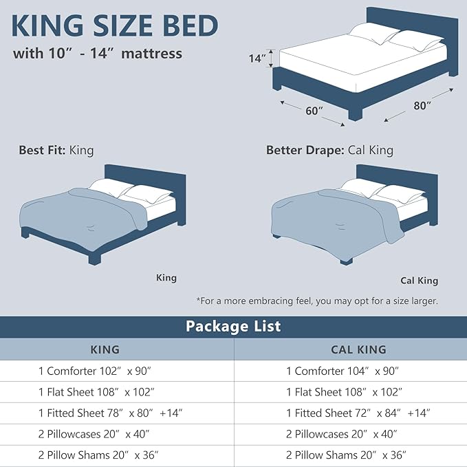 CozyLux King Size Comforter Set Ivory - 7 Pieces Bed in a Bag King, Luxury Soft Bed Set for All Seasons, Bedding Set with Down Alternative Comforter, Sheets, Pillowcases & Shams