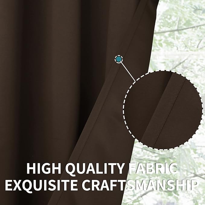 BGment Brown Blackout Curtains 54 Inch Length 2 Panels Set, Grommet Thermal Insulated Room Darkening Curtains for Bedroom, Each 46 x 54 Inch