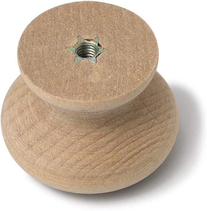 10PCS Round Wood Drawer Knob Unfinished Cabinet Furniture Drawer Knobs Mushroom Shape Pulls Handles Hardware for Drawer Wardrobe Dresser…