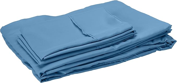 Sweet Home Collection 7 Piece Comforter Set Bag Solid Color All Season Soft Down Alternative Blanket & Luxurious Microfiber Bed Sheets, Denim, Twin XL