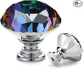 Ravinte 25 Pack Colorful Crystal Drawer Knobs - Diamond Shaped, 30 mm with Black Base