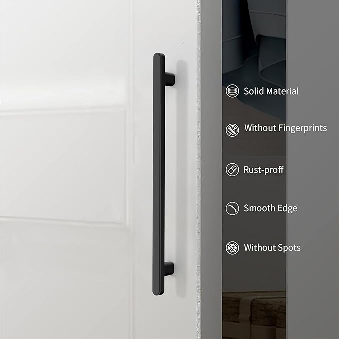 10 Pack 10 Inch(254mm) Kitchen Cabinet Handles Matte Black Cabinet Pulls Kitchen Cabinet Hardware Drawer Pulls for Cupboard Wardrobe