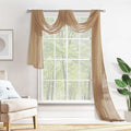 MIULEE Luxury Window Scarf Sheer Voile Elegant Topper Long Valance Solid Treatment Swags Drapes for Window Ceremony Wedding Canopy Bed 54" x 216" Brown 1 Piece