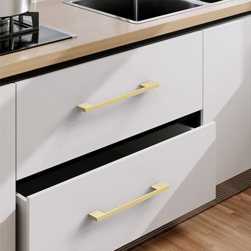 10 Pack Brushed Gold Cabinet Pulls 3.75 Inch Handles for Kitchen Cabinets, Brass Dresser Pulls Hardware