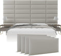 Vänt Upholstered Wall Panels - Queen/Full Size Wall Mounted Headboards - Zigrino Leather Oyster – Panel Size 30” Wide x 11.5” High - Pack of 4 Panels