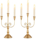 Romadedi Candelabra Gold Candle Holders - 3 Arm 11.8" Wedding Candlestick Holder for Theme Party Table Centerpiece Decor Dining Room Birthday Holiday Christmas, Set of 2