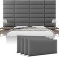 Vänt Upholstered Wall Panels - King/Cal King Size Wall Mounted Headboards - Vintage Leather Gray Pewter - Twin/King - Set of 4 Panels (Each Individual Panel 39"x11.5")