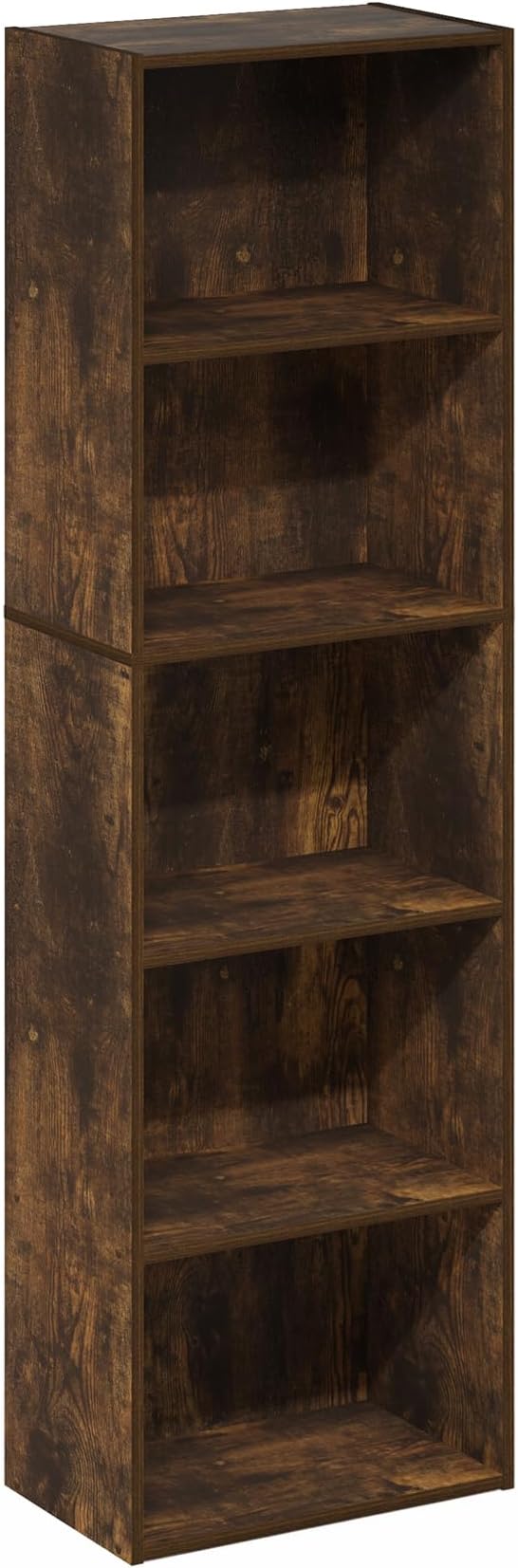 Furinno LUDER Book Shelf, 5-Tier Bookshelf, Bookcase, 9.4" x 15.8" x 52", for Living Room, Bedroom, Home Office, Amber Pine