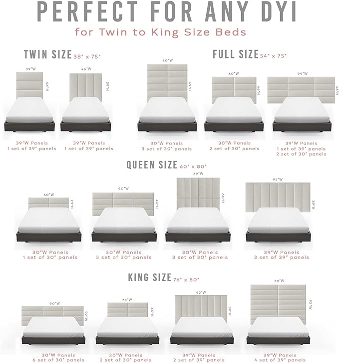 Vänt Upholstered Wall Panels - King/Cal King Size Wall Mounted Velvet Headboards - Velvet Platinum Grey - Twin/King - Set of 4 Panels (Each Individual Panel 39"x11.5")