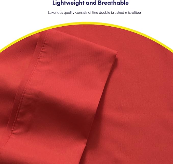 Twin XL Size Bed Sheets - 4 Piece 1500 Supreme Collection Fine Brushed Microfiber Deep Pocket Twin X-Large Sheet Set Bedding - 1 EXTRA PILLOW CASES, GREAT VALUE, Twin XL, Samba Red