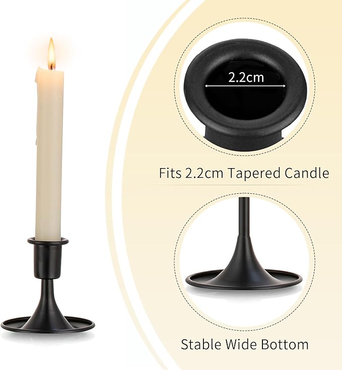 Black Candlestick Candle Holders for Taper ：6 PCS Romadedi Candle Stick Holder Set Vintage Table Centerpiece Halloween Decoration Wedding Christmas Fireplace Mantel Home Deocr
