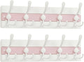 SKOLOO Coastal Wall Mounted Coat Rack - 17" Beach House Entryway Wooden Coat Hook with 5 Hooks for Hanging Coats, Hats or Towels, Oceanfront Cottage Core Collection, White & Palm Beach Pink, Pack of 2