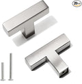 Cabinet Pulls Single Hole Cabinet Handles, 20 Pack Square Brushed Nickel Bar Cabinet Pulls Drawer Cabinet Knobs Cupboard Hardware Cabinet Handles, Stainless Steel Single Hole Cabinet Knobs