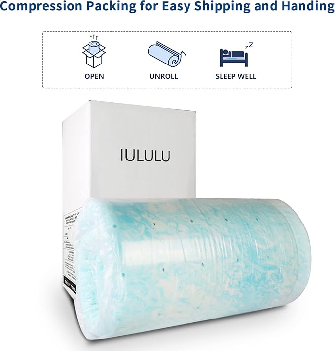 IULULU Mattress Topper, 4 Inch Gel Memory Foam Mattress Topper, Full, CertiPUR-US Certified