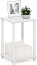 Furinno Turn-N-Tube Side Table, 2-Tier End Table with Open Shelf, Toolless Night Stand, Bedside Table, for Living Room, Bedroom, White