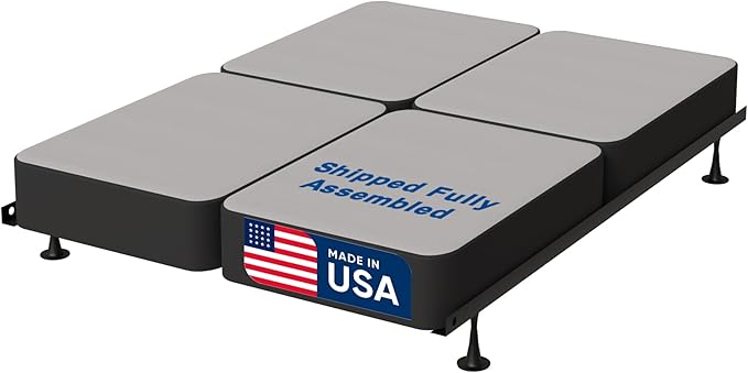 Treaton, 8-Inch Sturdy Wood Box Spring for Mattress Support - Durable and Fully Assembled, Natural Wood Foundation for California King(Fold), Gray