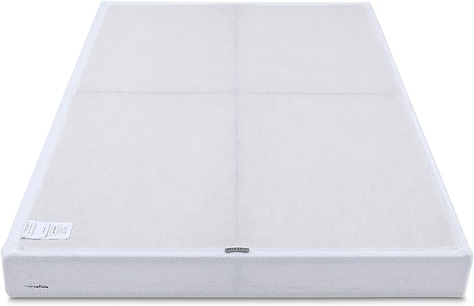 Amazon Basics Smart Box Spring Bed Base, 7-Inch Height Mattress Foundation, Tool-Free Easy Assembly, King, 79"L x 75.5"W x 7"H, White