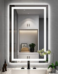 24''x36'' LED Bathroom Mirror with Front + Backlit, Tempered Glass Bathroom Mirror with Lights, Anti-Fog, 3 Colors with Stepless Dimmable Memory Bathroom Vanity Mirror for Wall, Shatterproof