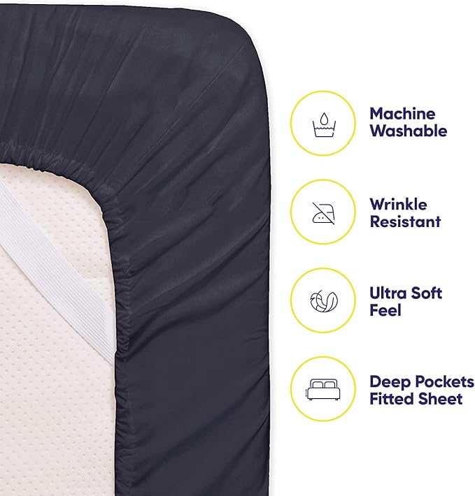 Cal King Size Bed Sheets - 6 Piece 1500 Supreme Collection Fine Brushed Microfiber Deep Pocket California King Sheet Set Bedding - 2 Extra Pillow Cases, Great Value, California King, Navy