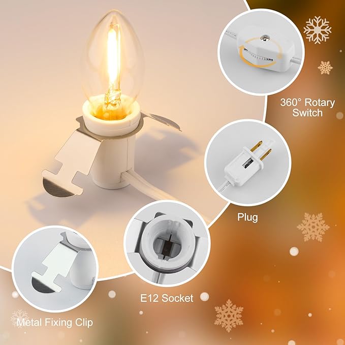 Brightown Accessory Cord with Light Bulb, 6ft UL-Listed White Cord with On/Off Switch for Night Lights, Salt Lamps, Holiday Decorations and Craft Projects