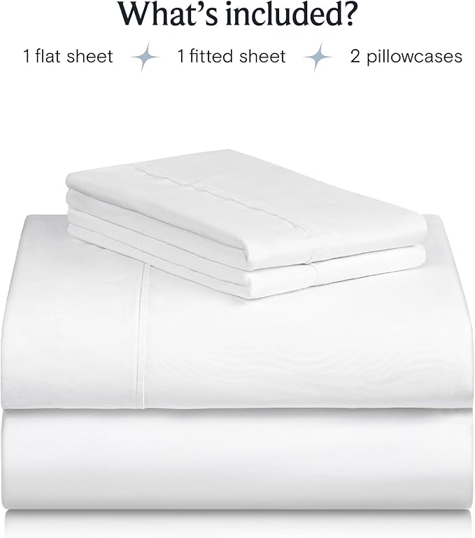 LuxClub 4 PC California King Size Sheet Set Bed Sheets Deep Pockets Wrinkle Free Cooling Sheets Machine Washable Hotel Bedding Silky Soft - White California King