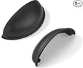 khtumeware 2 Pack 2-1/2" Drawer Pulls Matte Black Cabinet Cup Pulls Kitchen Hardware Cabinet Handles Drawer Handles Knobs 2.5 inch Hole Center