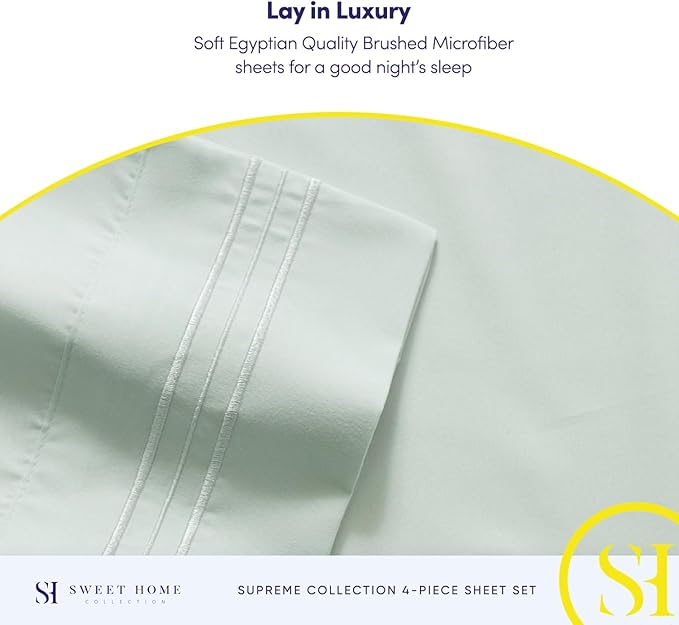 King Size Sheets - Breathable Luxury Bed Sheets with Full Elastic & Secure Corner Straps Built In - 1800 Supreme Collection Extra Soft Deep Pocket Bedding Set, Sheet Set, King, Mint