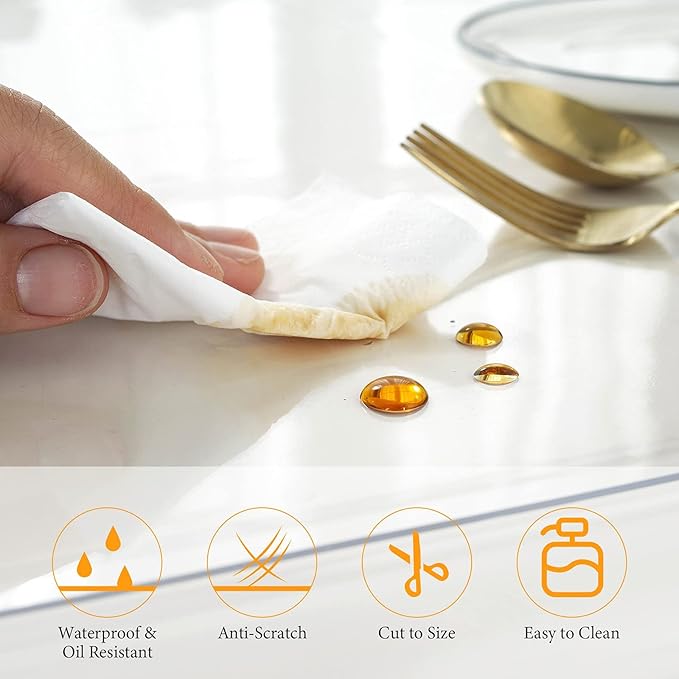 Deep Dream 1.5mm Clear Desk Cover Protector, 39×79 Inch Clear Desk Cover, Clear Desk Mat, Table Cover Tablecloth Protector Rectangle, Table Protector for Dining Room Table