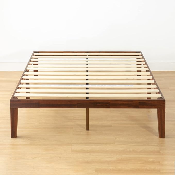 Mellow Naturalista Classic 16 Inch Solid Wood Platform Bed with Wooden Slats, Espresso, King