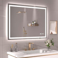 40"X30" LED Bathroom Mirror with Front Lights and Backlit, Anti-Fog, Dimmable, Shatter-Proof Tempered Glass, Lighted Bathroom Vanity Mirror for Wall with 3 Colors, Memory Function