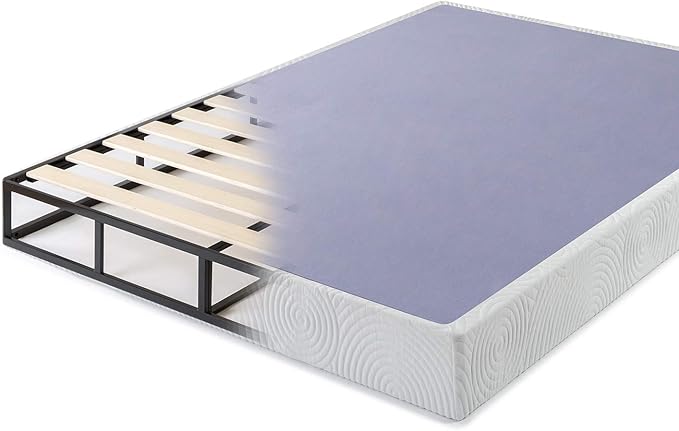 ZINUS Metal Box Spring with Wood Slats, 7.5 Inch Mattress Foundation, Sturdy Steel Structure, Easy Assembly, Queen
