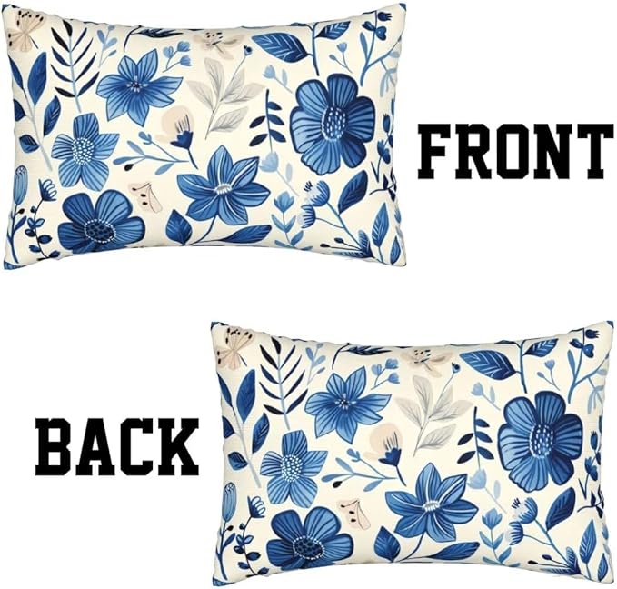 Throw Pillow Covers 16 x 31 Pillow Covers Set of 2 Couch Pillows for Living Room, Blue Throw Pillows with Invisible Zipper, Linen Accent Pillows Decorative Pillows Farmhouse Decor, Scandinavian J334