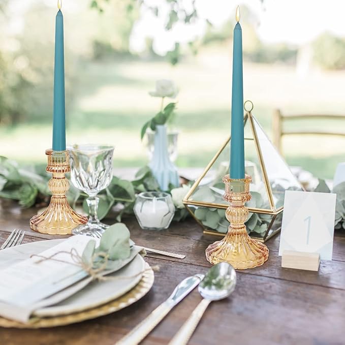 DARJEN Candlestick Holders Set, 4" H Taper Candle Holders Bulk, 12Pcs Gold Glass Candle Holders for Wedding, Festival, Party & Windowsill Decor