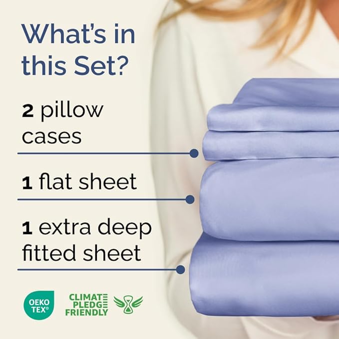 Extra Deep Twin XL Sheet Set - 4 Piece Breathable & Cooling Sheets - Hotel Luxury Bed Sheets Set - Easy & Secure Fit - Soft, Wrinkle Free & Comfy Sheets Set - Lavender Sheet Set w/Extra Deep Pockets